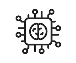brain and computer chip icon